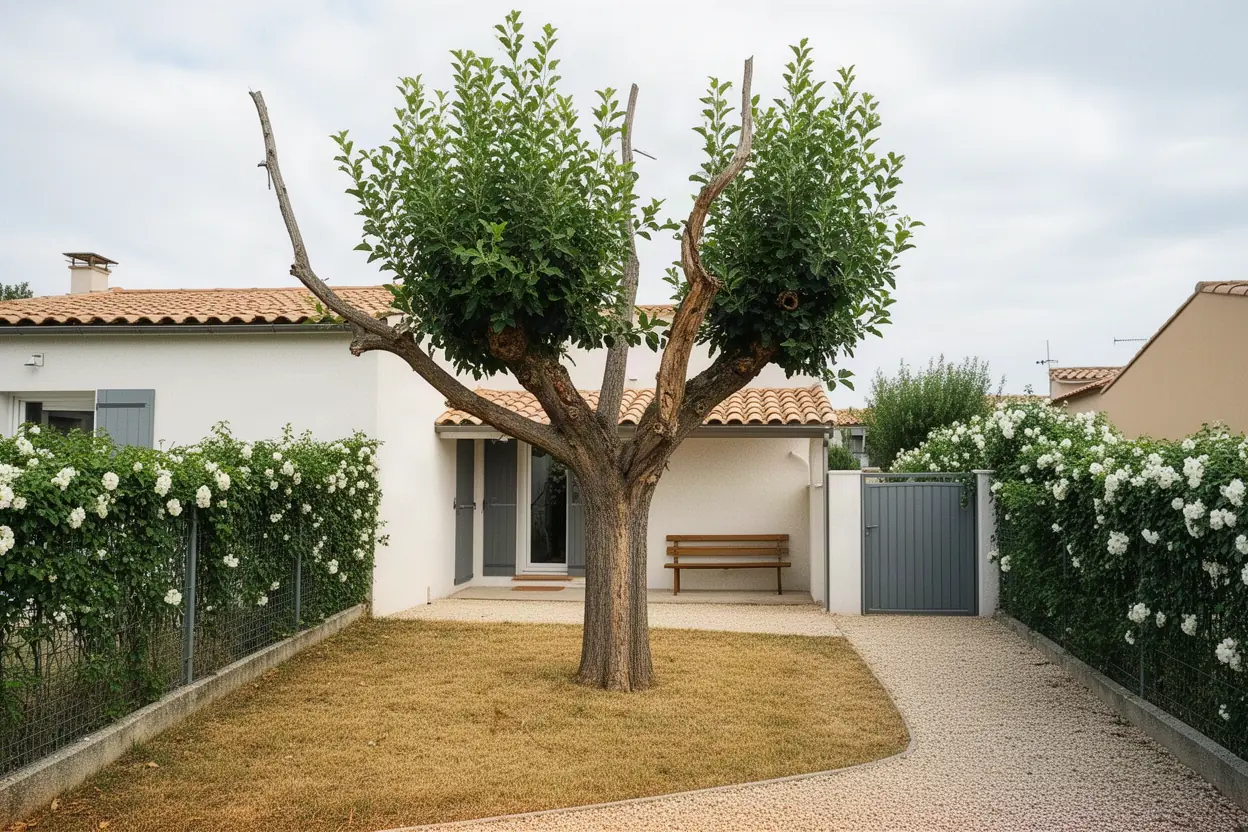 Arbre fissuré avant mise en sécurité à Sérignan